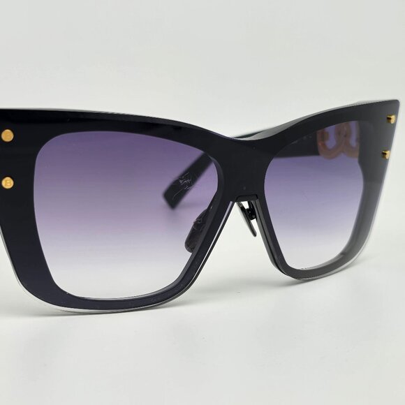 Balmain Armour BPS-106A-150 Black Gold Frame Grey Lens Cat Eye Shield Sunglasses - Picture 7 of 15